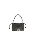 Fendi Schwarze Bos Taurus Kalbsleder Schultertasche