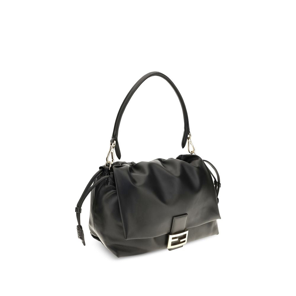 Fendi Schwarze Bos Taurus Kalbsleder Schultertasche