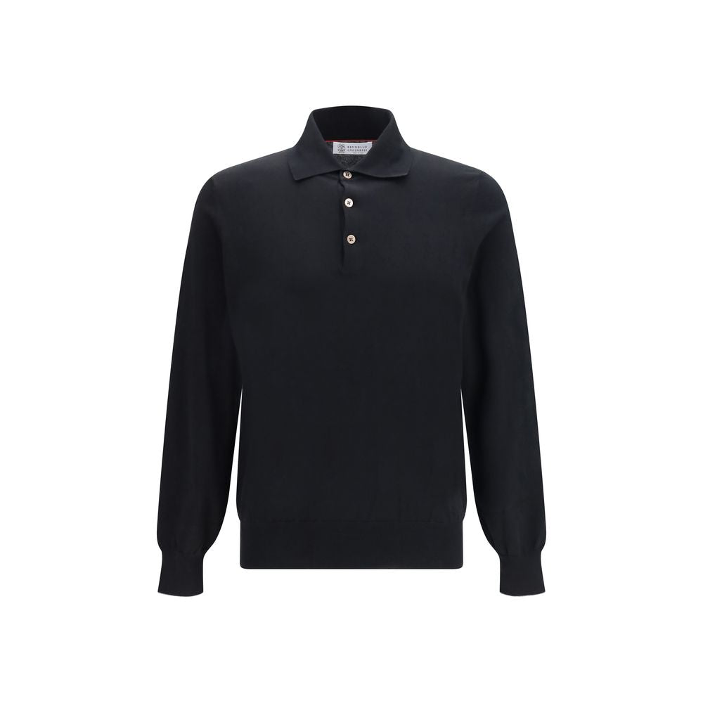 Brunello Cucinelli Schwarzes Langarm-T-Shirt aus Baumwolle