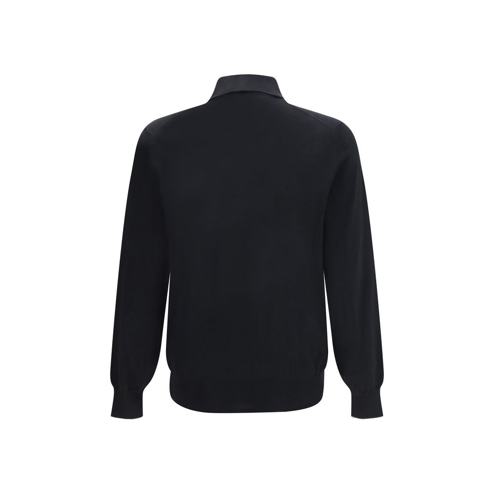 Brunello Cucinelli Schwarzes Langarm-T-Shirt aus Baumwolle