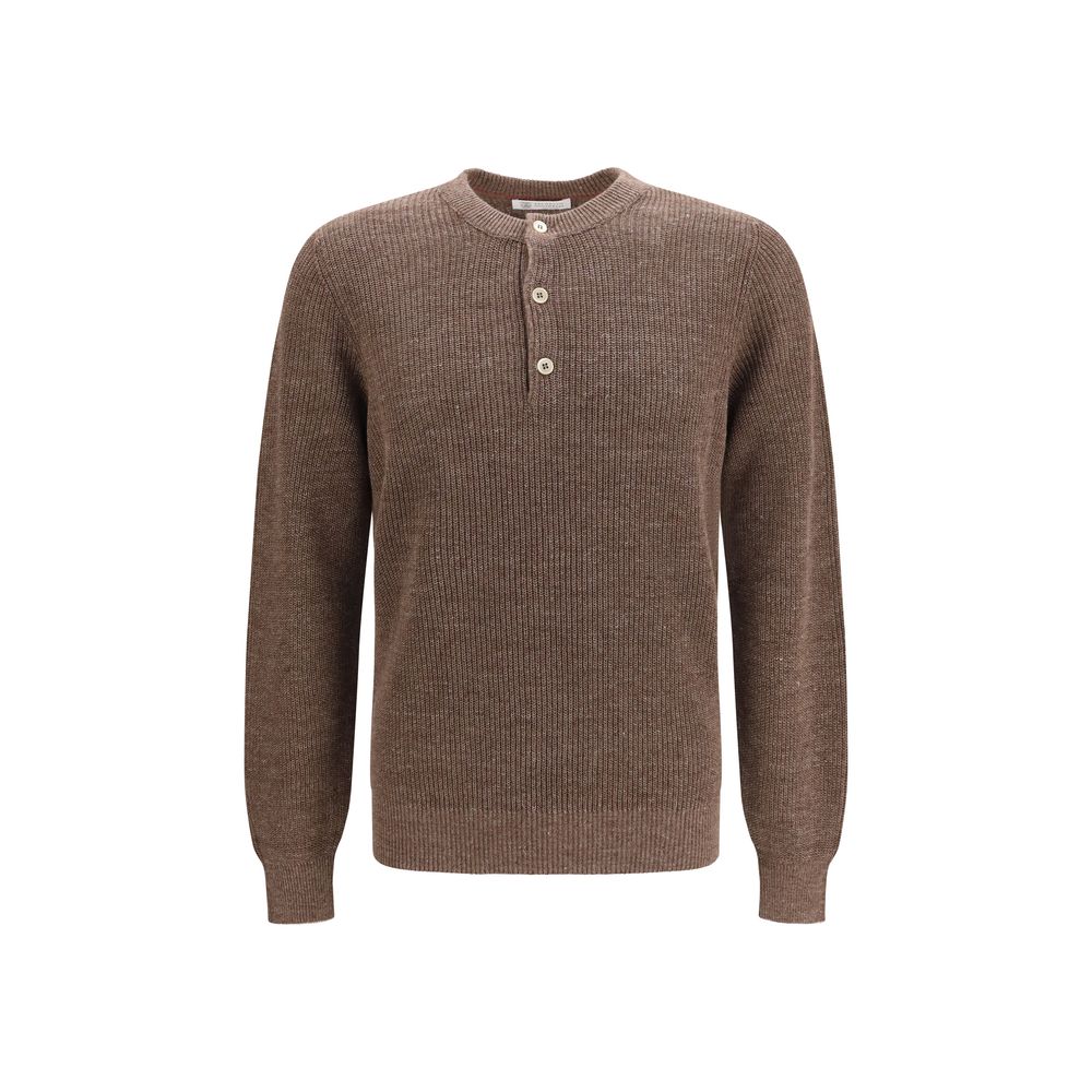 Brunello Cucinelli Braunes Leinen-Sweatshirt