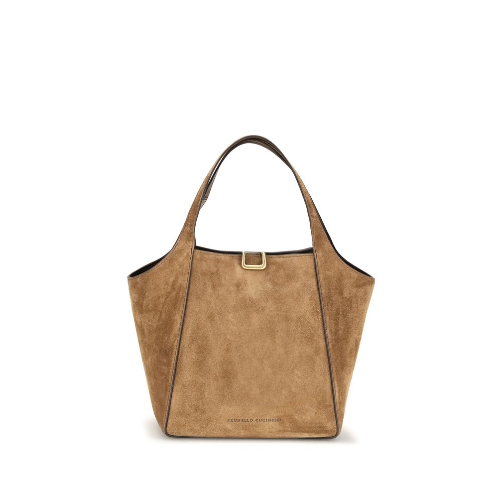 Brunello Cucinelli Beige Kalbsleder Bos Taurus Schultertasche