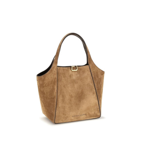 Brunello Cucinelli Beige Kalbsleder Bos Taurus Schultertasche