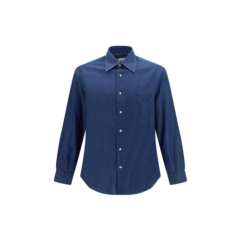 Brunello Cucinelli Blaues Denim-Hemd