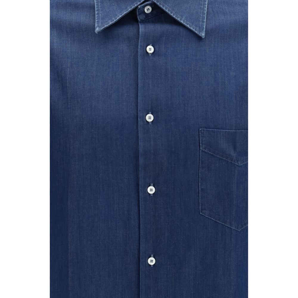Brunello Cucinelli Blaues Denim-Hemd