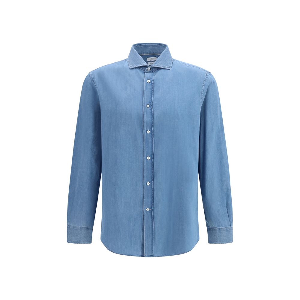 Brunello Cucinelli Blaues Denim-Hemd