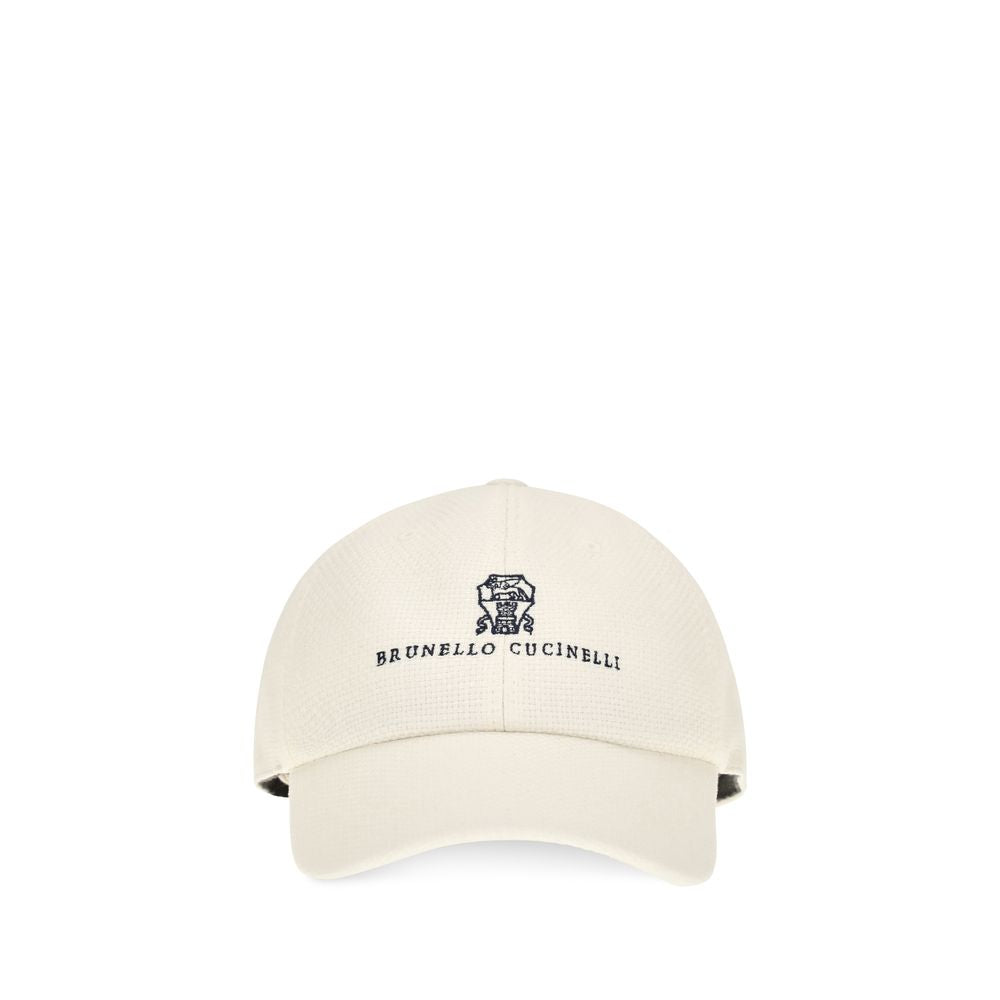 Brunello Cucinelli Weiße Seidenkappe (Baseball-Cap)