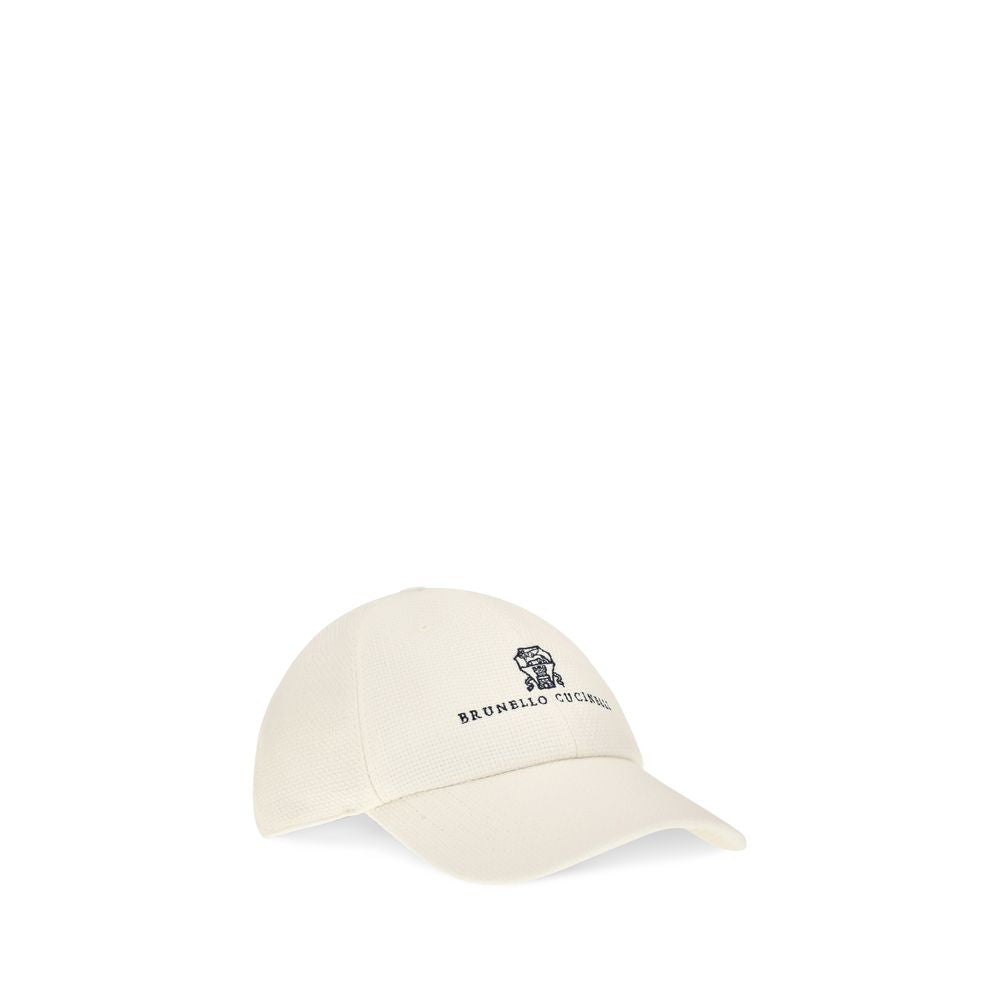 Brunello Cucinelli Weiße Seidenkappe (Baseball-Cap)