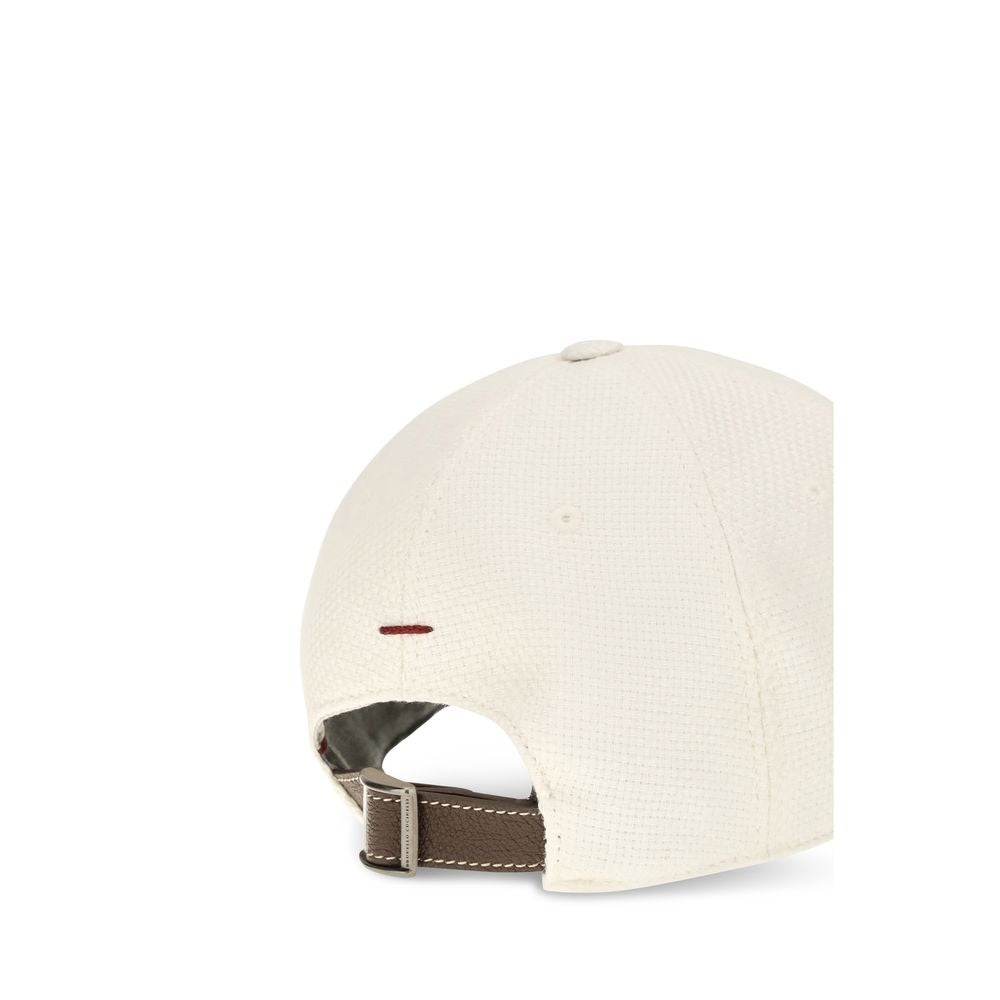 Brunello Cucinelli Weiße Seidenkappe (Baseball-Cap)