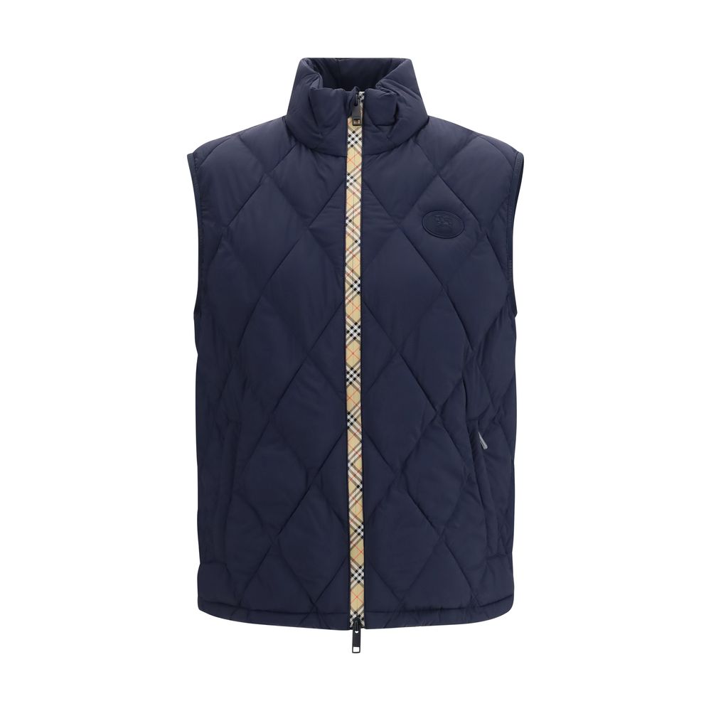 Burberry Blaue Ärmellose Jacke aus Polyamid