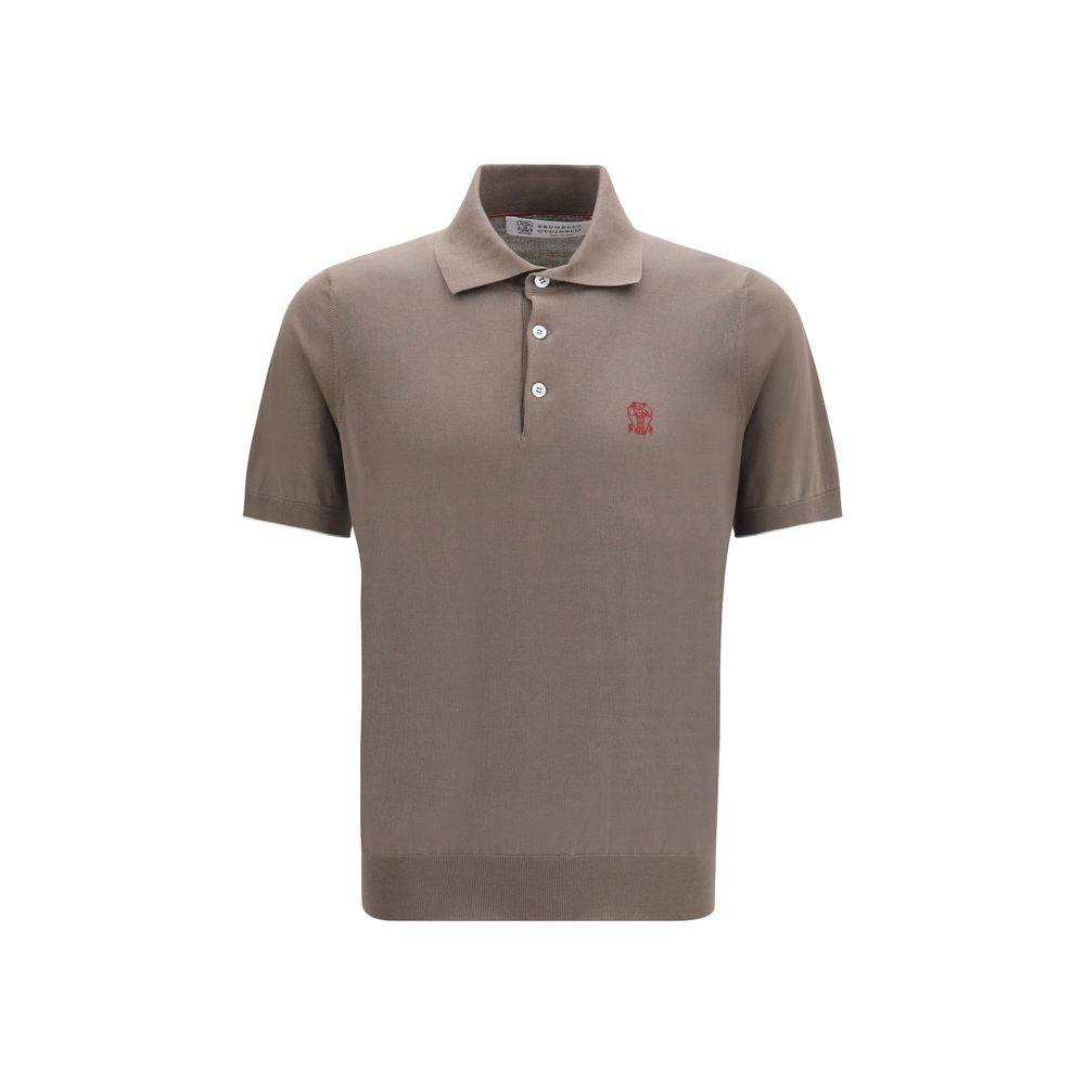 Brunello Cucinelli Braunes Baumwoll-Polohemd