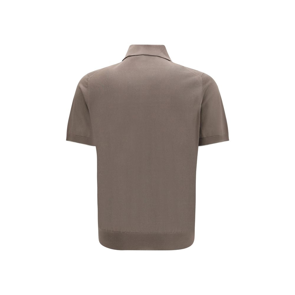Brunello Cucinelli Braunes Baumwoll-Polohemd