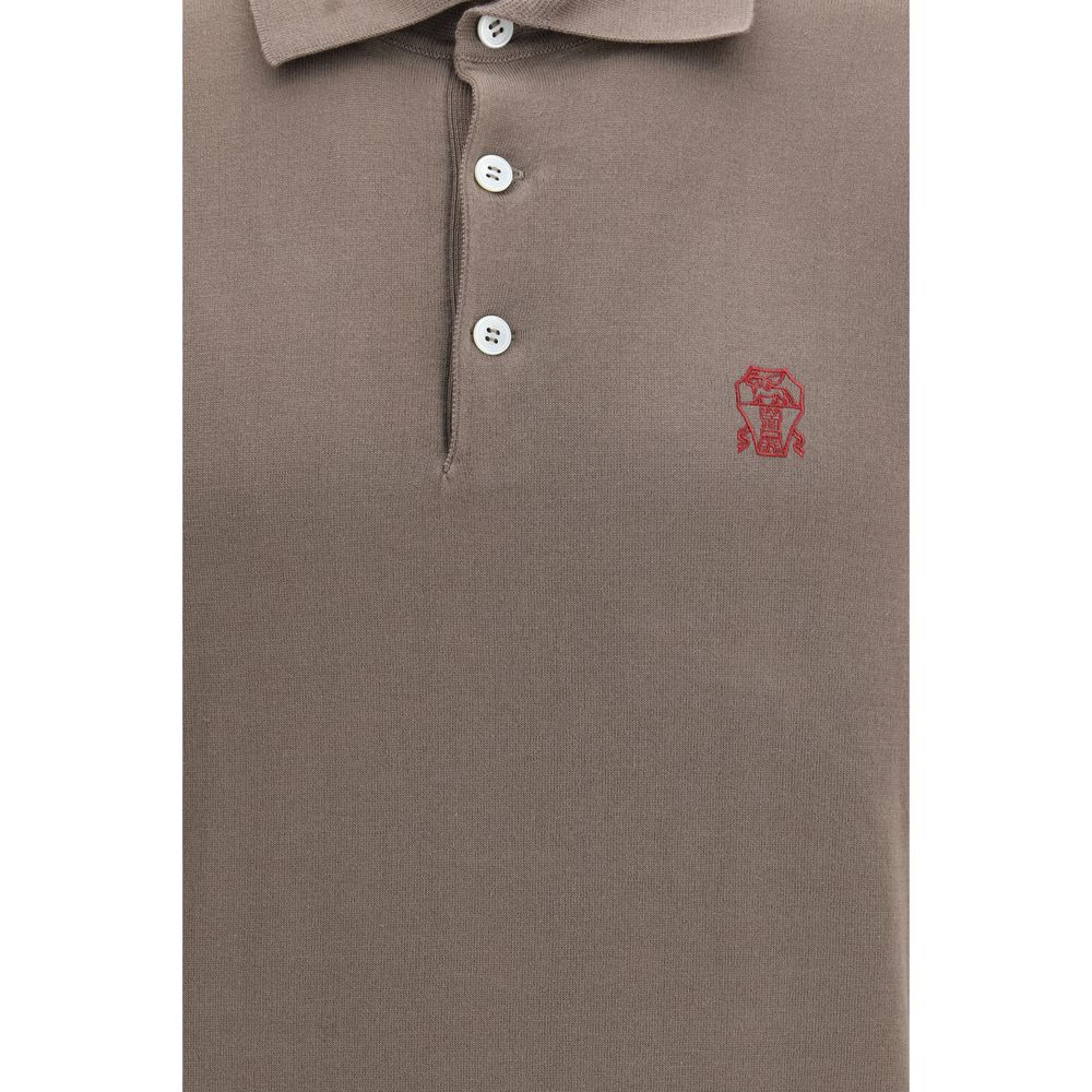 Brunello Cucinelli Braunes Baumwoll-Polohemd