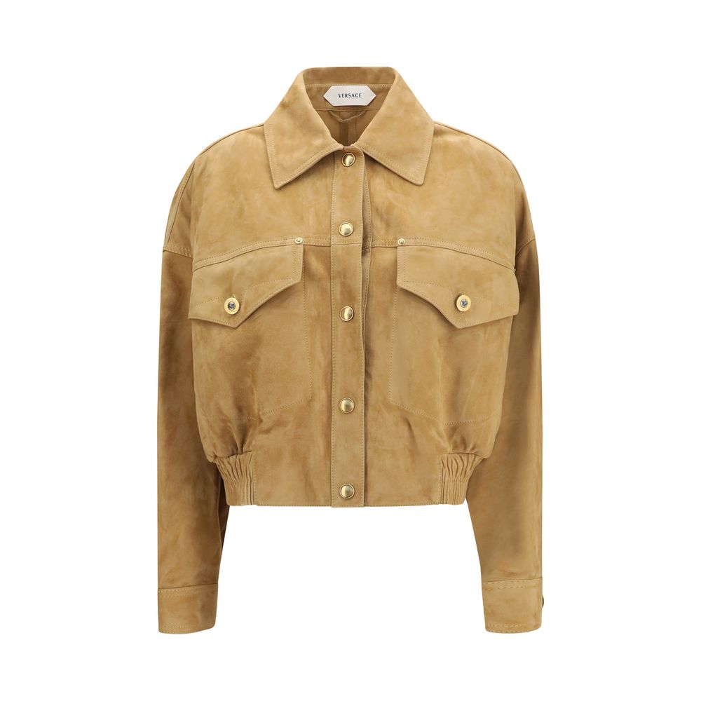 Versace Beige Lammleder Bomberjacke