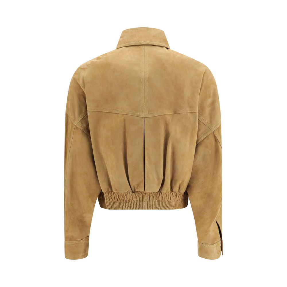 Versace Beige Lammleder Bomberjacke