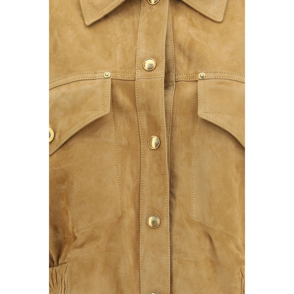 Versace Beige Lammleder Bomberjacke