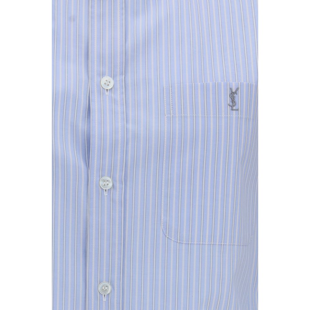 Saint Laurent Blaues Baumwollhemd mit Muster