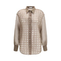 Brunello Cucinelli Beiges Seidenmuster-Hemd