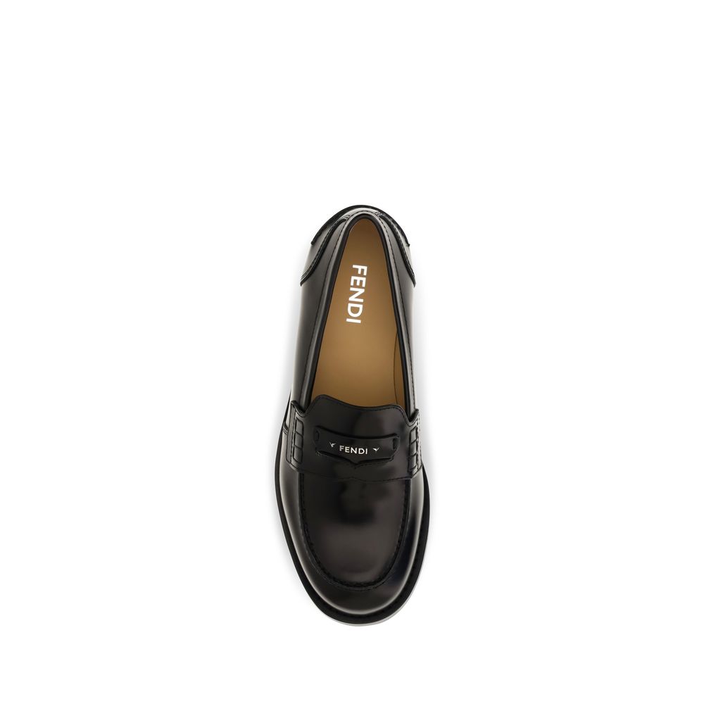 Fendi Schwarze "Bos Taurus" Kalbsleder Loafer zum Hineinschlüpfen