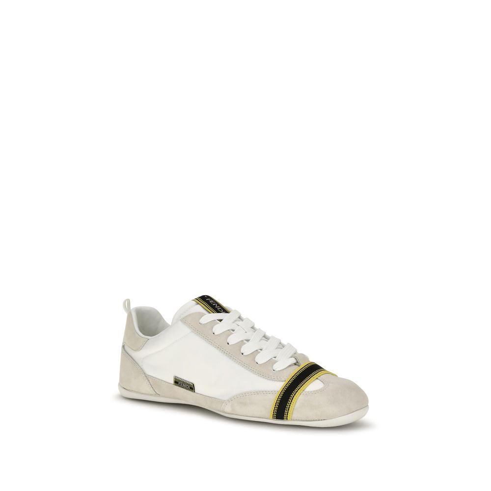 Fendi Graue Stoff-Sneaker mit niedrigem Schaft