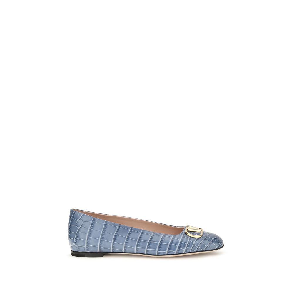 Valentino Garavani Ballerinas aus blauem Kalbsleder Bos Taurus