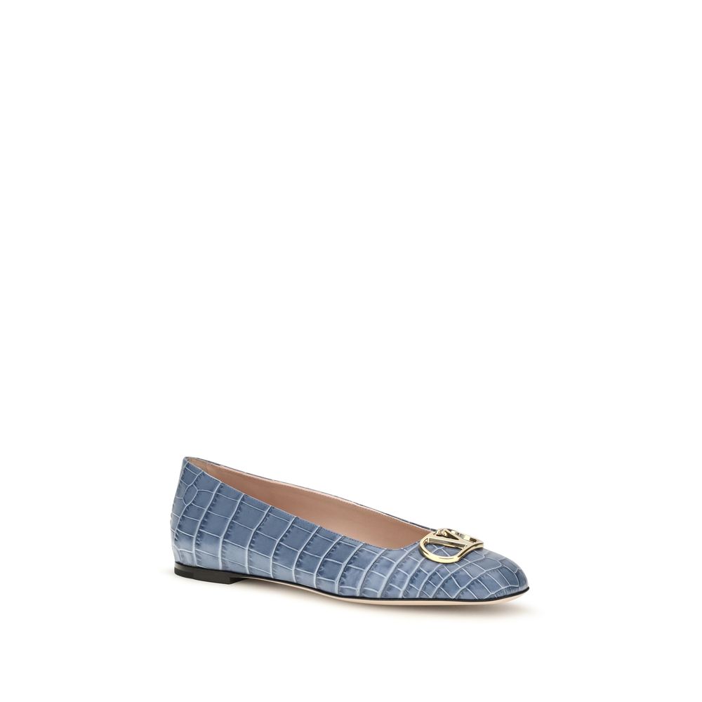 Valentino Garavani Ballerinas aus blauem Kalbsleder Bos Taurus