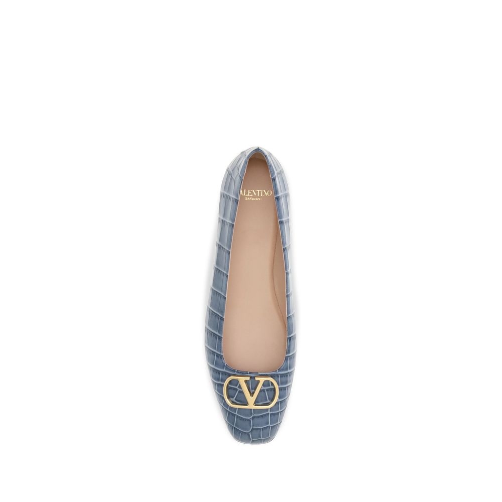 Valentino Garavani Ballerinas aus blauem Kalbsleder Bos Taurus