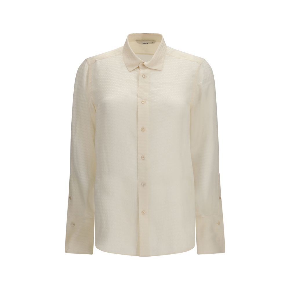 Fendi Beiges Seidenmuster-Hemd