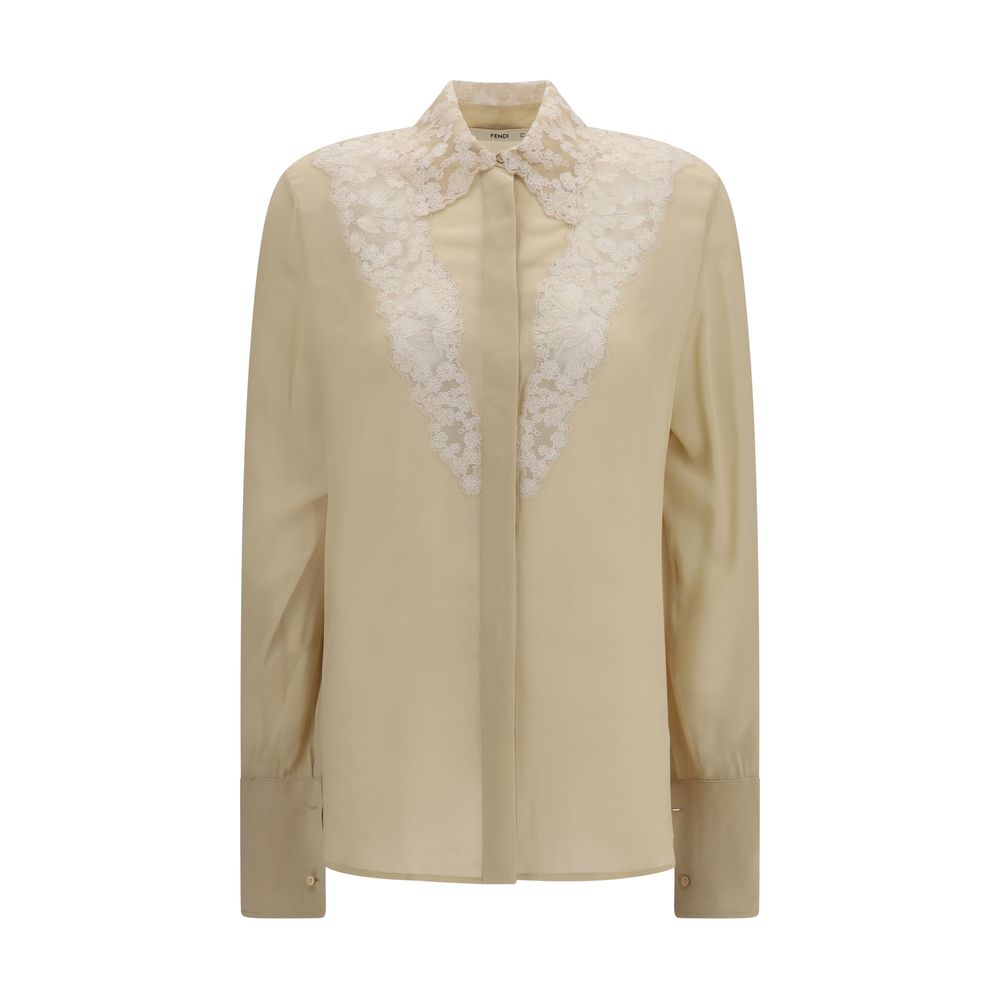 Fendi Beige Silk Dress Shirt