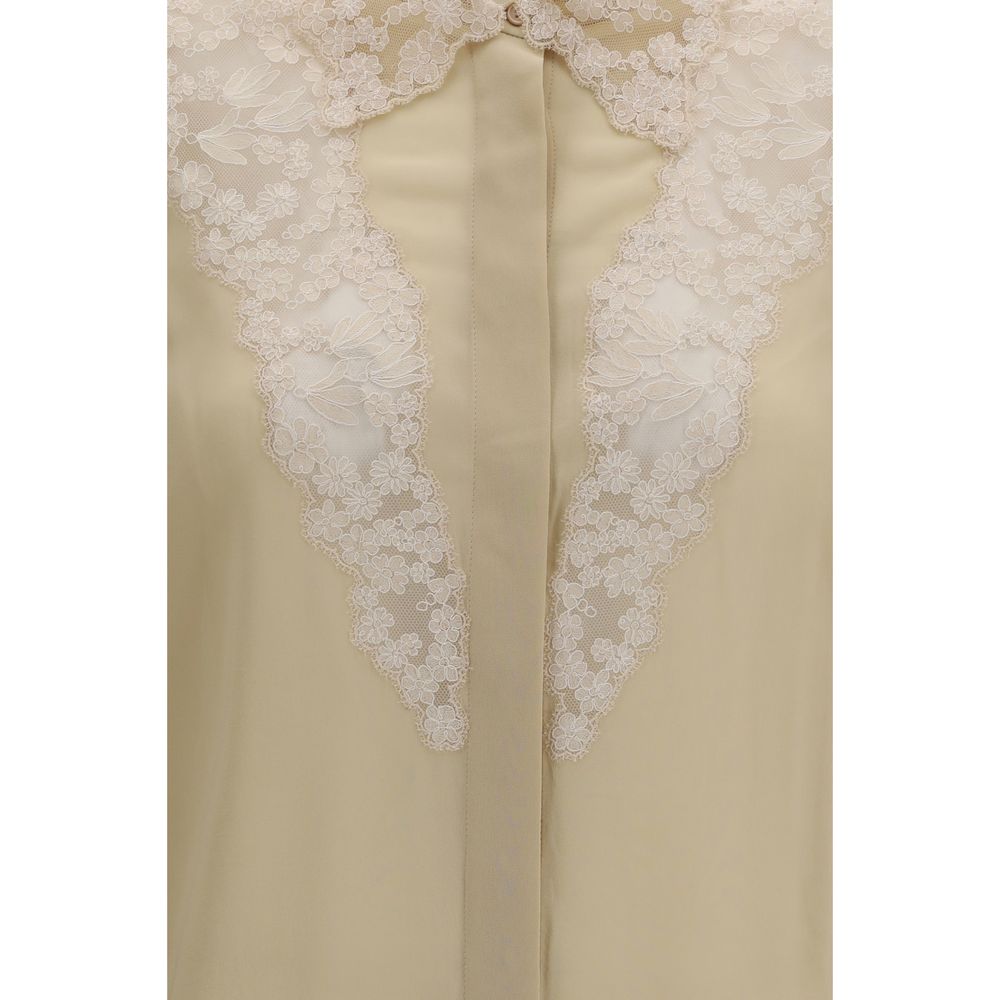 Fendi Beige Silk Dress Shirt