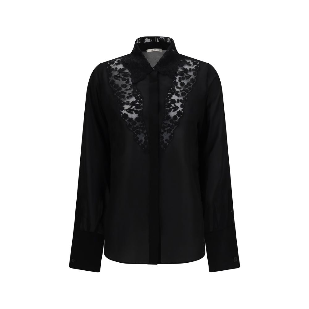 Fendi Schwarze Seidenbluse