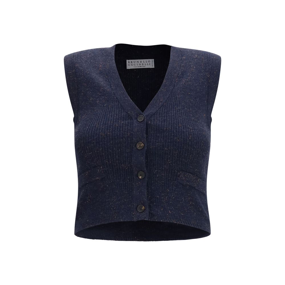 Brunello Cucinelli Blauer Kaschmir-Strickweste