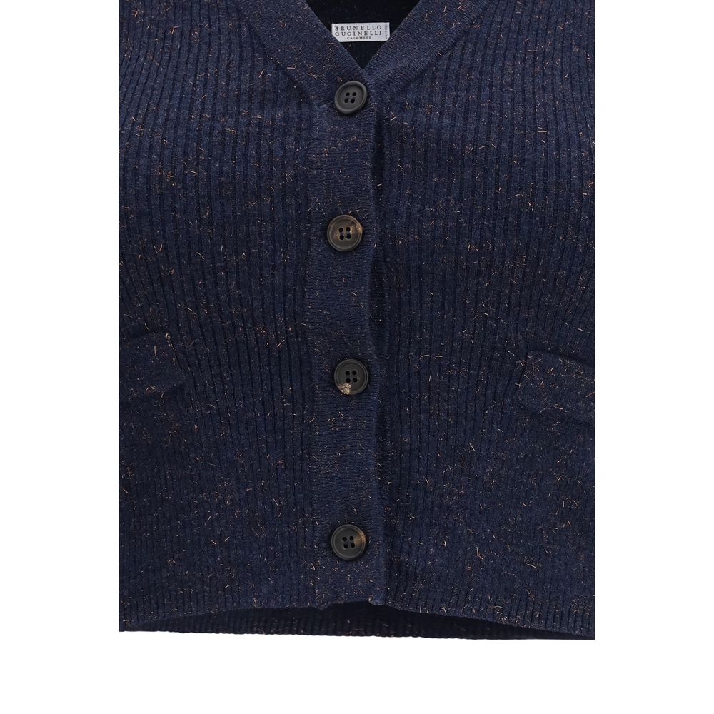Brunello Cucinelli Blauer Kaschmir-Strickweste