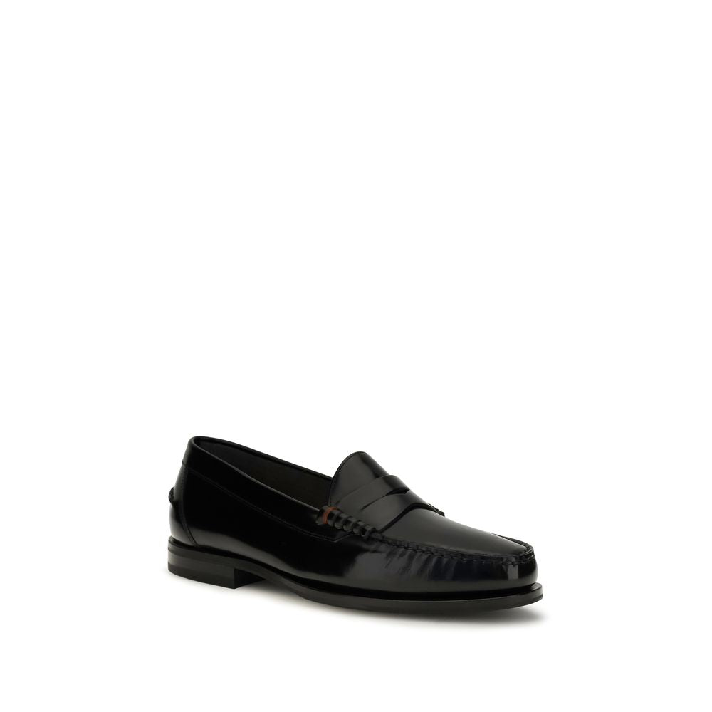 Santoni Schwarze "Bos Taurus" Kalbsleder Loafer zum Hineinschlüpfen