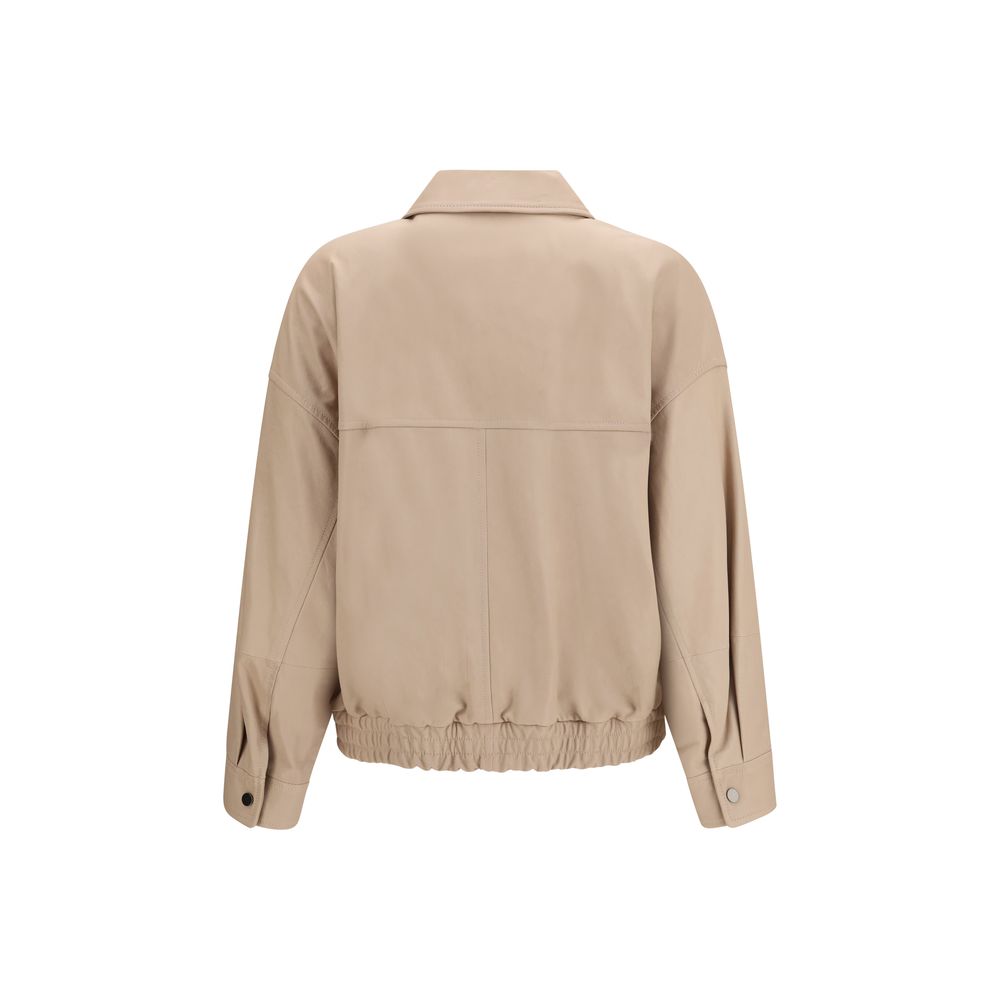 Brunello Cucinelli Beige Leather Jacket