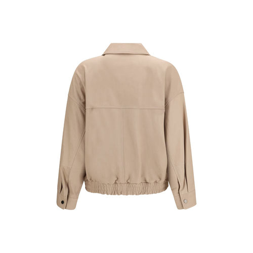 Brunello Cucinelli Beige Leather Jacket