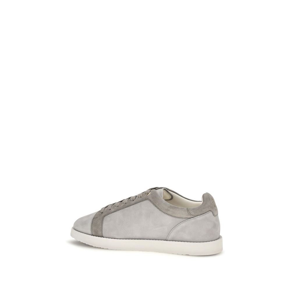 Brunello Cucinelli Graue Wildleder-Sneakers mit niedrigem Schaft