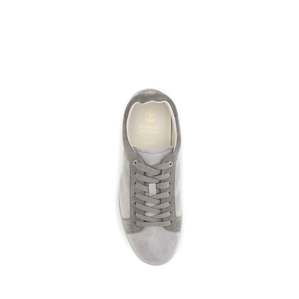 Brunello Cucinelli Graue Wildleder-Sneakers mit niedrigem Schaft