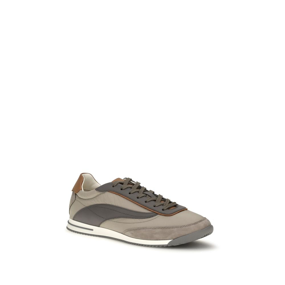 Brunello Cucinelli Beige Suede Leather Low Top Sneakers