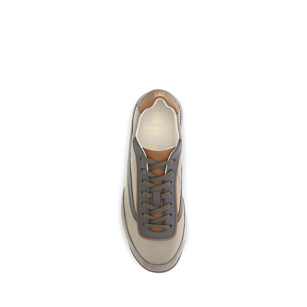 Brunello Cucinelli Beige Suede Leather Low Top Sneakers