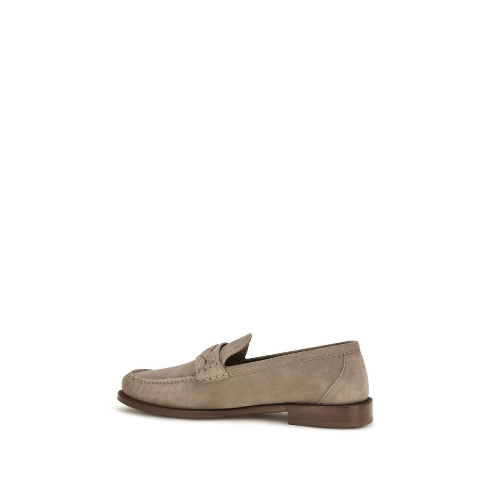 Brunello Cucinelli Beige Wildleder-Loafer zum Hineinschlüpfen
