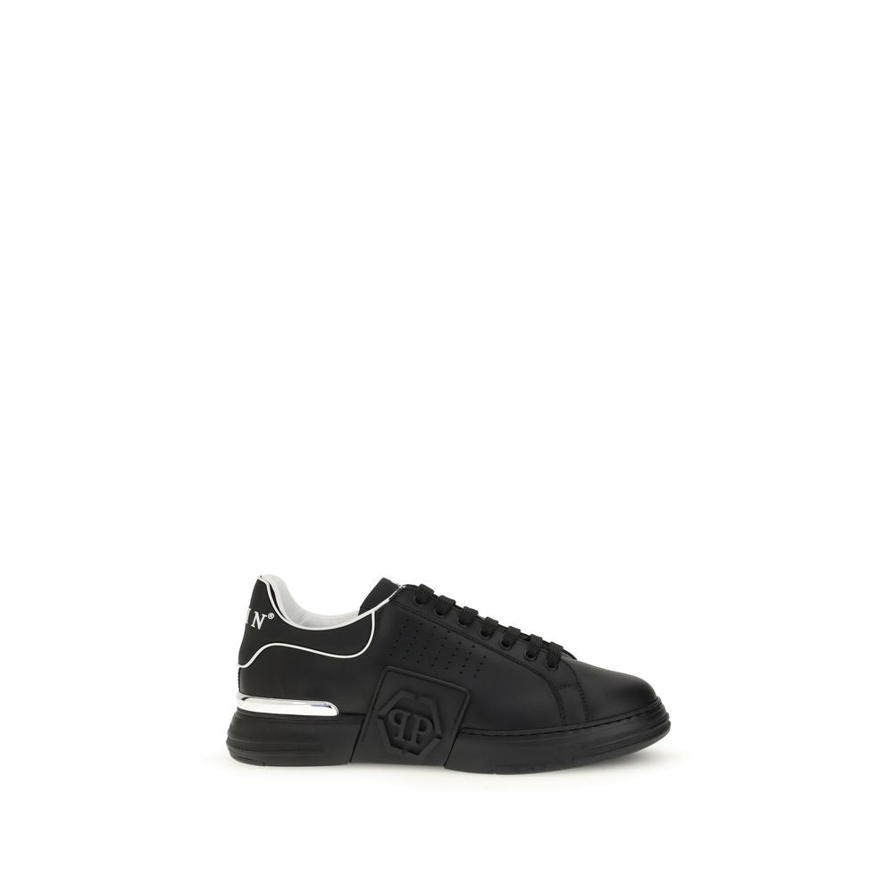 Philipp Plein Schwarze Bos Taurus Kalbsleder Sneaker