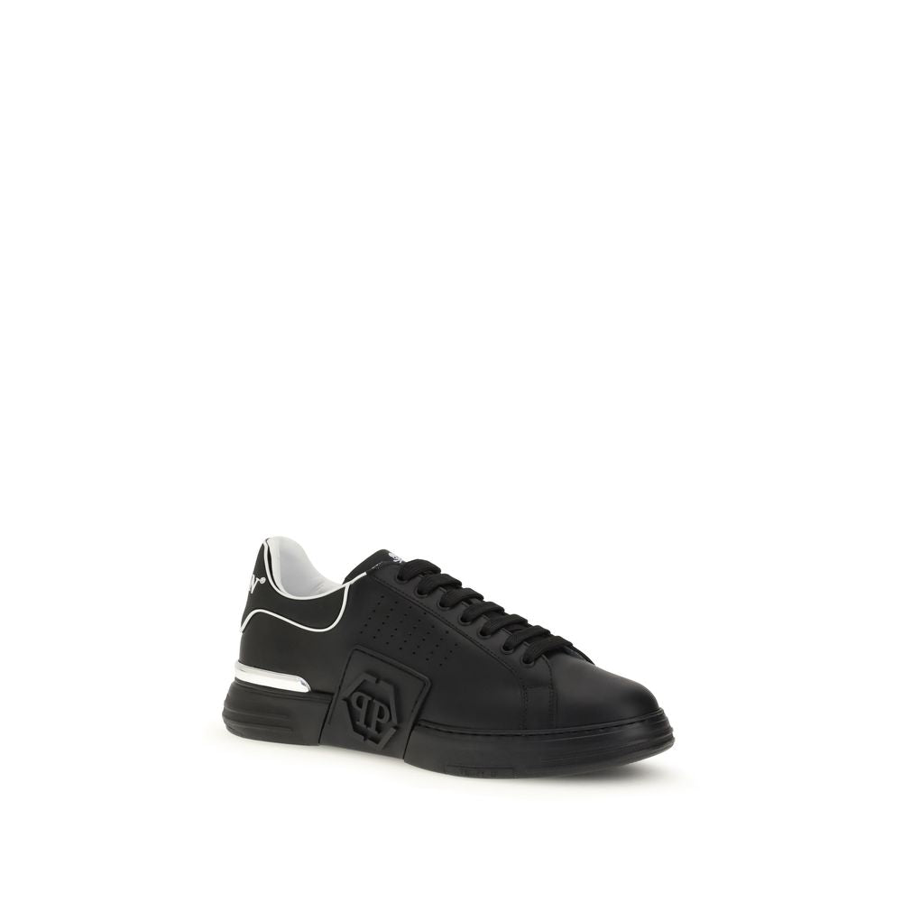 Philipp Plein Schwarze Bos Taurus Kalbsleder Sneaker