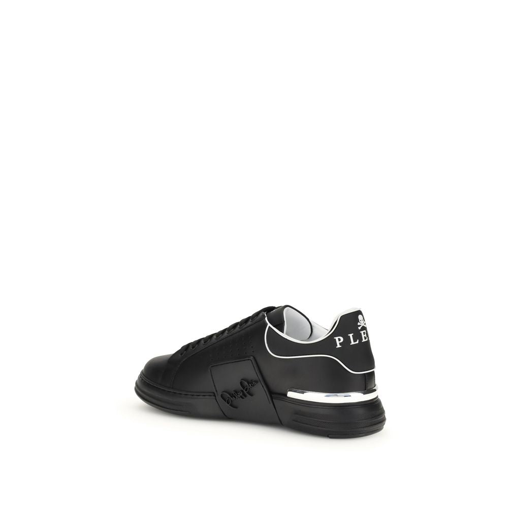 Philipp Plein Schwarze Bos Taurus Kalbsleder Sneaker
