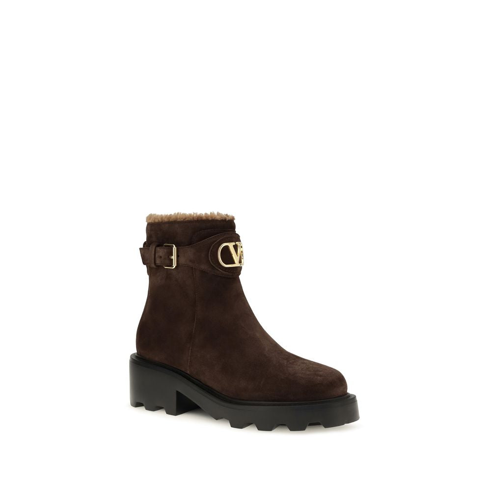 Valentino Garavani Braune Ankle Boots aus Kalbsleder Bos Taurus