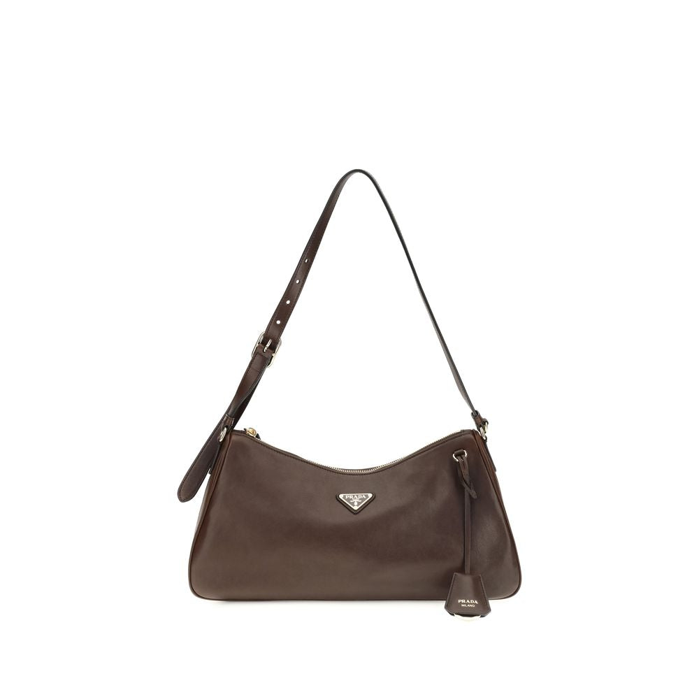 Prada Braune Kalbsleder Bos Taurus Schultertasche
