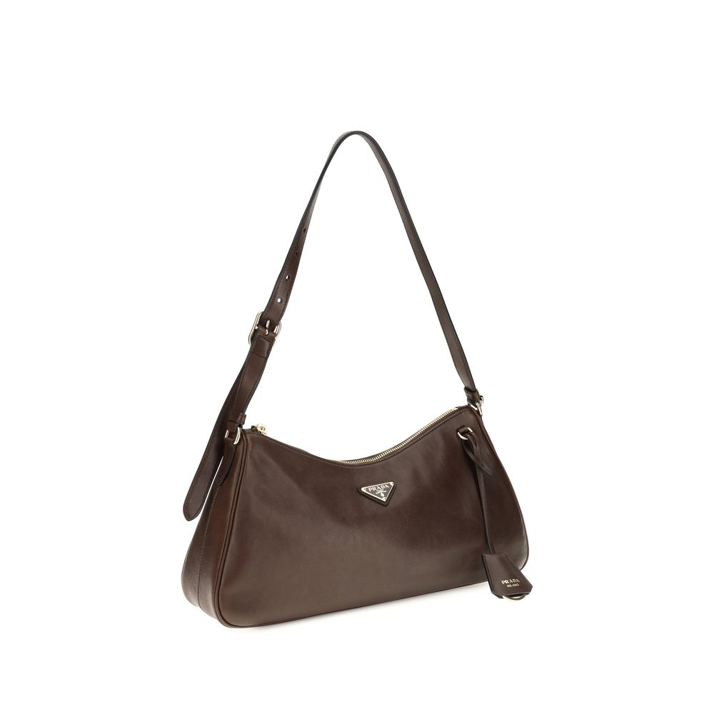 Prada Braune Kalbsleder Bos Taurus Schultertasche