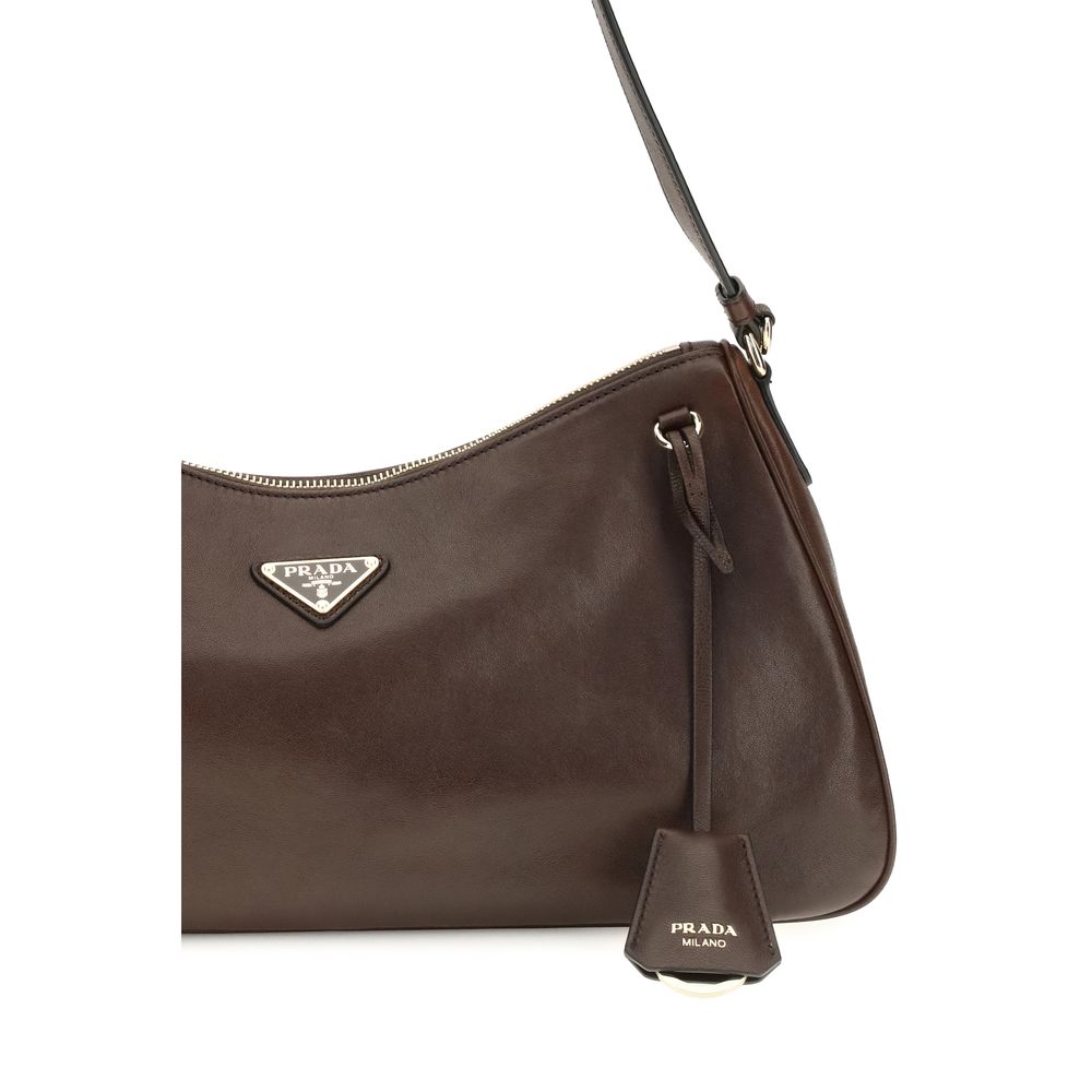 Prada Braune Kalbsleder Bos Taurus Schultertasche