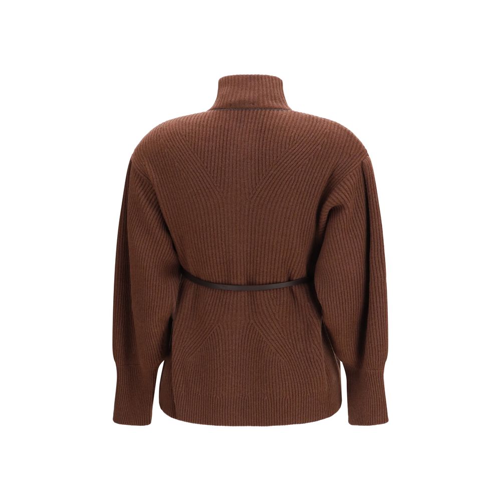 Brunello Cucinelli Brauner Woll Cardigan Oves Aries