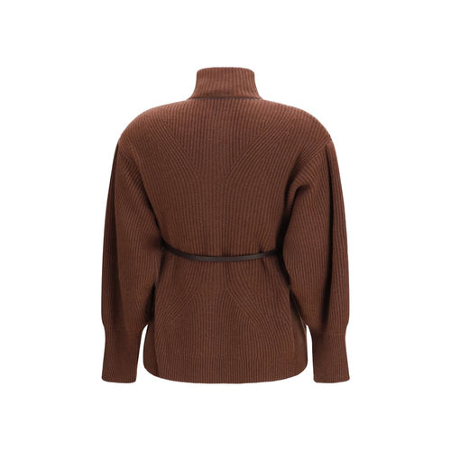 Brunello Cucinelli Brauner Woll Cardigan Oves Aries